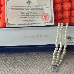 Camrose & Kross Pearl Bracelet with Blue Gem